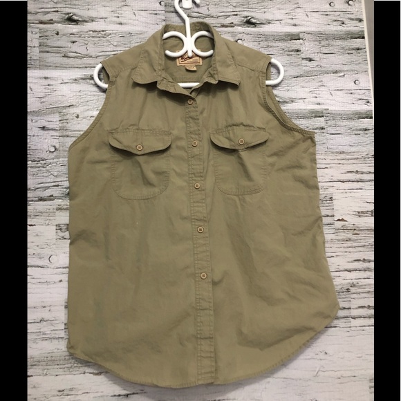 Woolrich Tops - WOOLRICH  sleeveless button down beige shirt